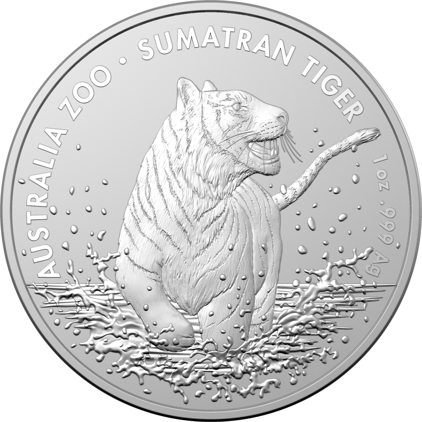 Coins Australia 2020 Australian Zoo Sumatran Tiger 1oz Silver Investment Coin in Capsule only