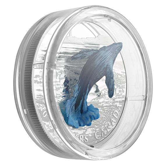2017 Breaching Humpback Whale Three-Dimensional $20 1OZ Pure Silver Canada Coin 