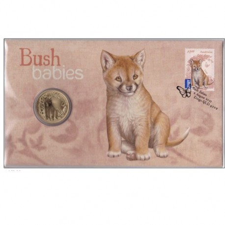 Perth $1 Coin 2011 Bush Babies Dingo $1.60 Stamp PNC 